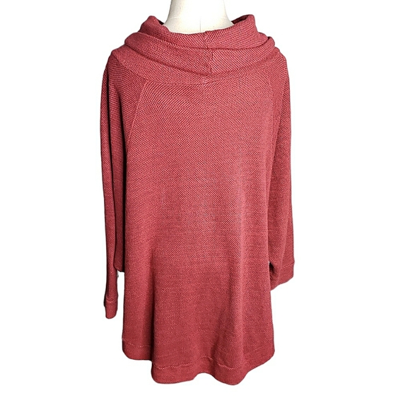 Plume & Thread USA Made Cowl Neck Poncho Top Coastal Grandma Gorp Size Medium - Picture 7 of 14